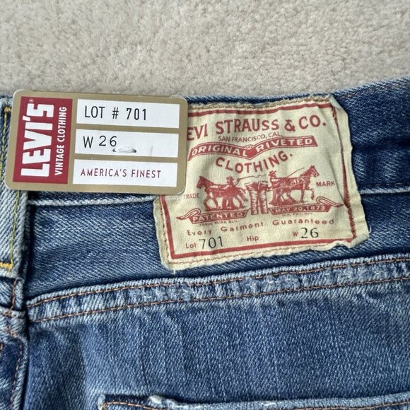 Levis Women’s 26 701 LVC 1950 Selvedge Jean High Waist Patchwork Big E Denim - Picture 5 of 14